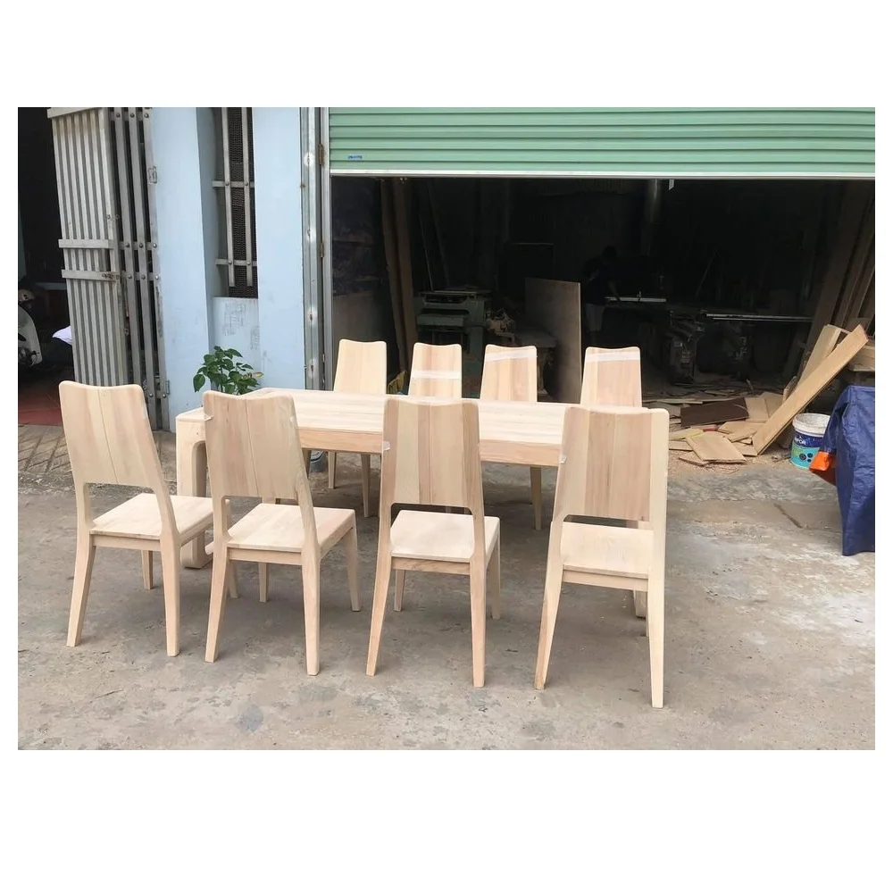 High Quality Carton Packing Dining Room Application Wooden Material Dinner Table Set Export From Vietnam