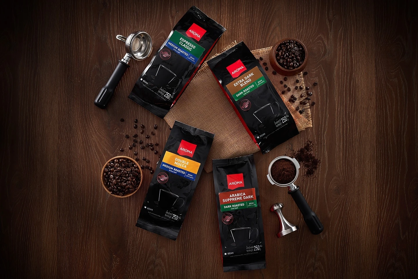 Rich and Mellow flavor Arabica Mix Robusta 250g Medium Dark Roasted Coffee Beans