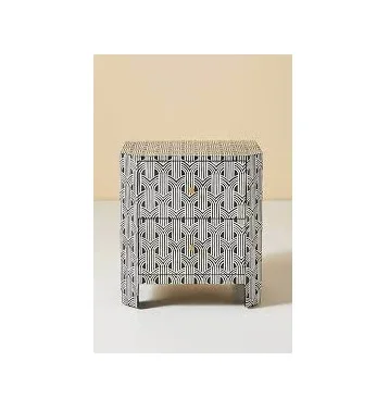 Top Selling Bone Inlay Drawer Cabinet Elegant Floral Design Handmade Bone Inlay Side Board Living Room with Stand