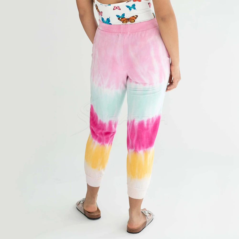 2024 Spring Summer Women Fitness Gym Tie Dye Printed High Waist Pants Lady Casual Custom Color Sweat Pants Girl Trousers Joggers
