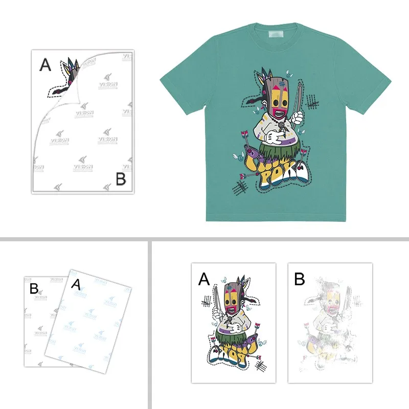 2019 hot sales! A4 printing A+B Laser no cut self weeding for dark colored fabric all color laser OKI printer white toner