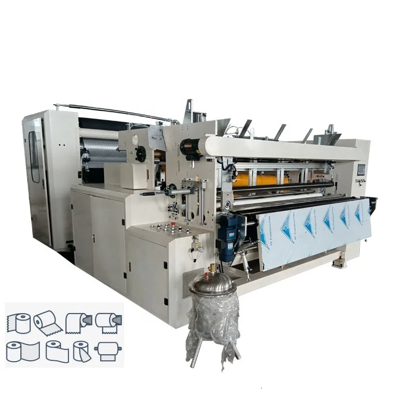 2 ply  3 ply  Glue lamination edge embossing toilet paper rewinding and making machine