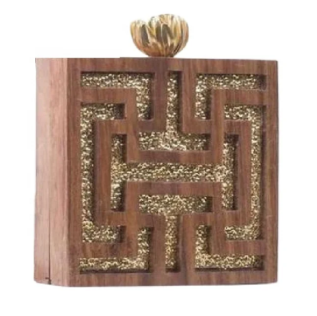 Wooden Plain Clutch With Clutch Bag Evening Bag