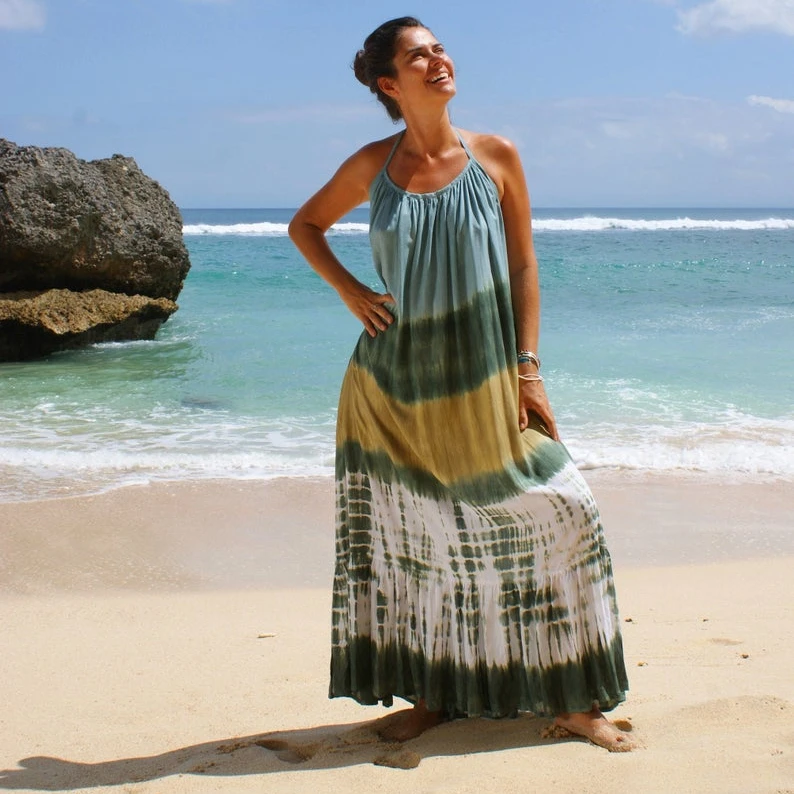 
2020 Wholesale OEM Cotton Tie & Dye Voile Kimono Kaftan Women Maxi Dress Traditional Wear Long Sexy Dresses Kaftan 