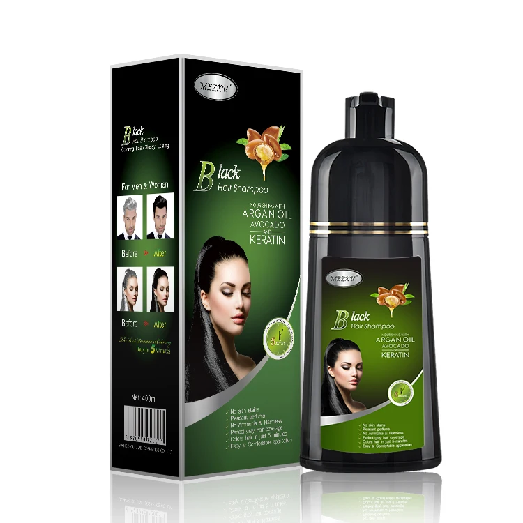 Wholesale Organic Magic 8 Mins Fast Black Color Shampoo In Hair Treatment OEM 400Ml Bottle With Private Label