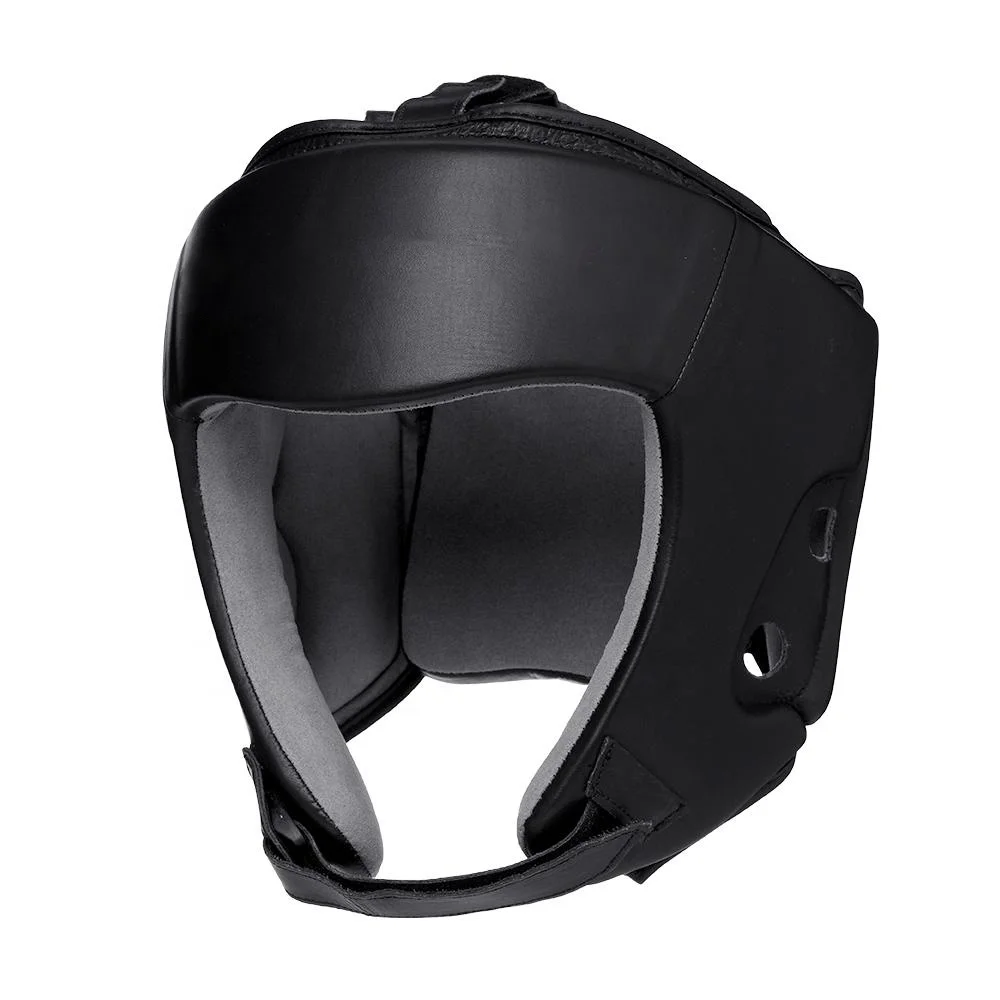 Professionally bright leather red boxing helmet factory price adjustable protection kick boxing head guard