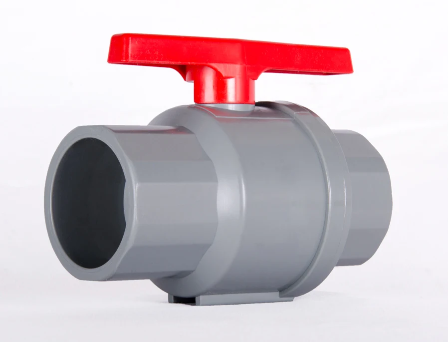 OEM ODM Plastic Material Water Media Normal Temperature Hand Operated Un-Threaded Ball Valve with Red Handle