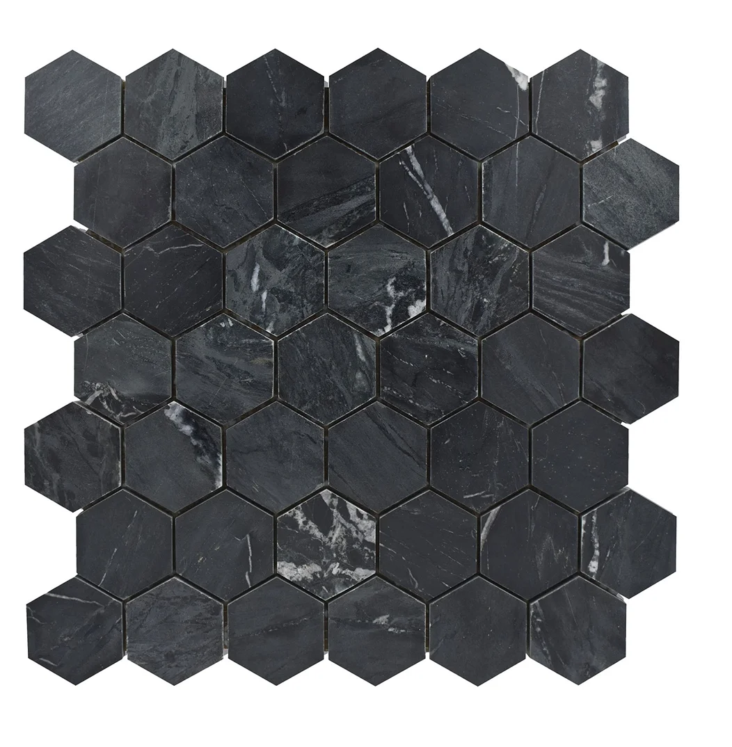 Rainforest Green Yellow Hexagone Shape Mosaic Tiles at Wholesale Price from India