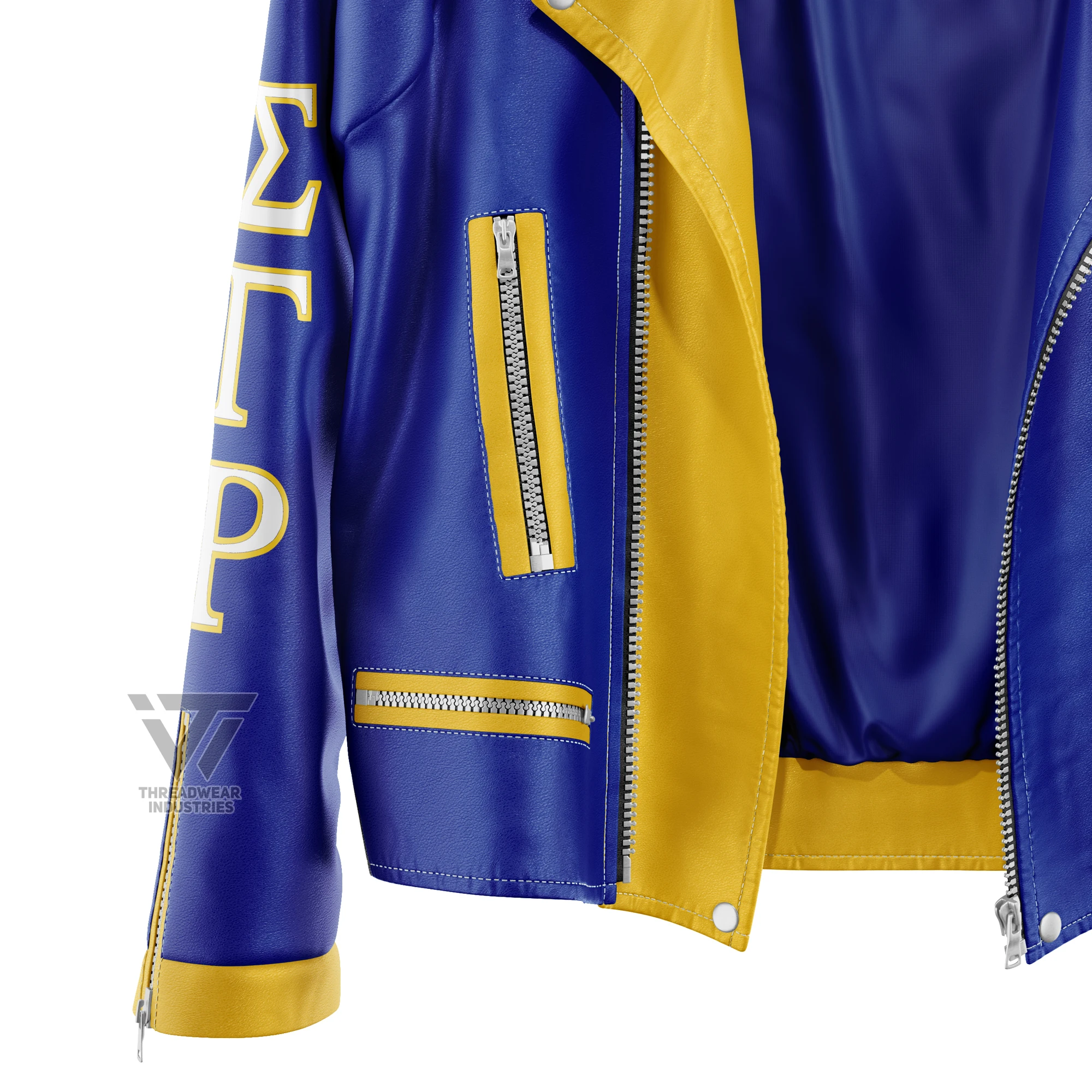 Custom Sigma Gamma Rho Sorority Embroidered Marlin Brando Style Leather Jacket