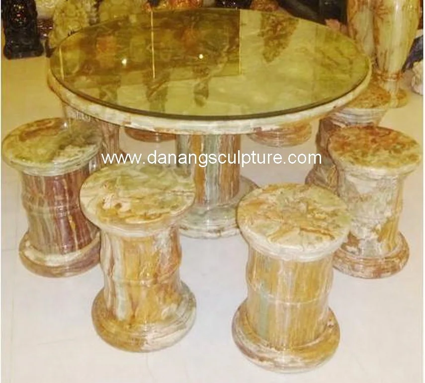 Vietnamese Factory Natural Marble Granite Carved Stone Table And Chair Out door Stone Furniture for garden