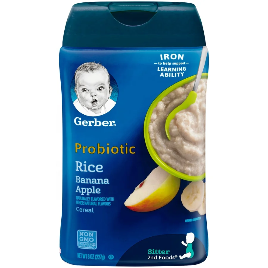Gerber Probiotic Rice Banana Apple Baby Cereal 227Gram