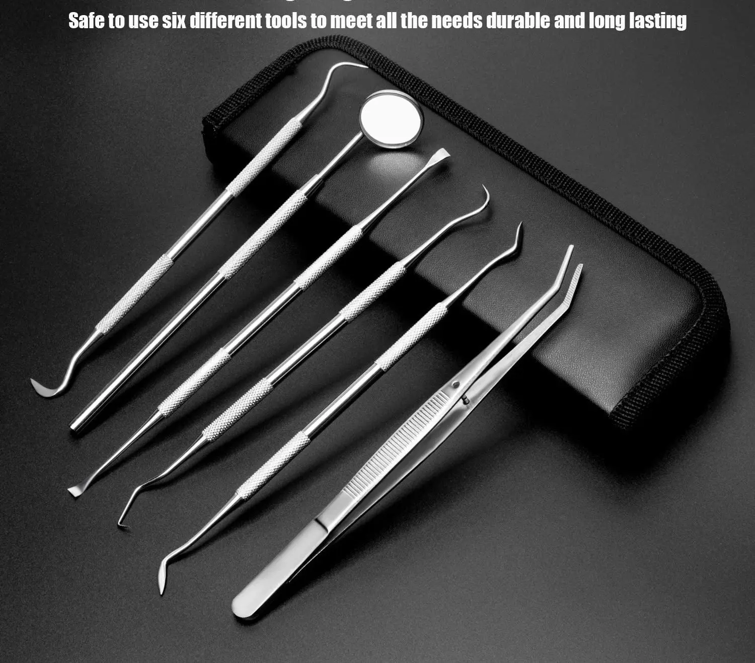 dental pick floss hygiene tool set 6 pcs tooth scraper plaque tartar remover dental tweezer