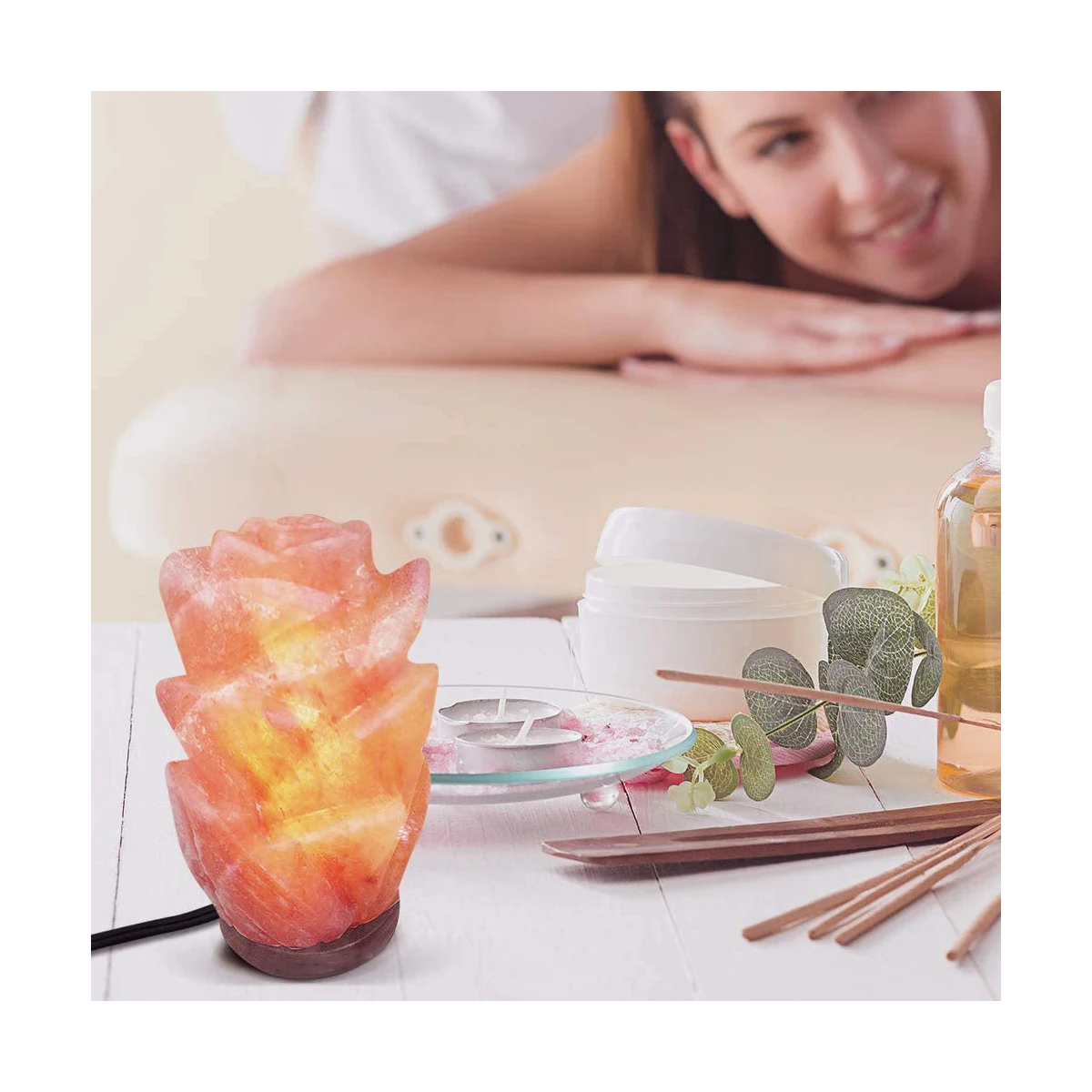 Хит продаж Гималайская лампа с натуральными розовыми соляными лампами ручной резной камень деревянной основой украшение дома импек Пакистан