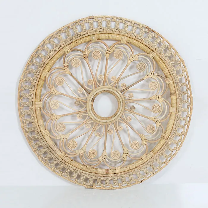 Mandala Peacock Bird Nest Wall Decoration from Rattan