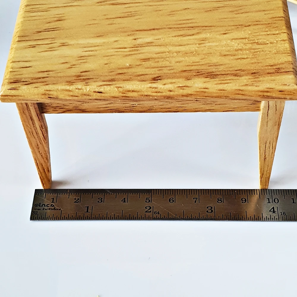 Handmade Mini Dollhouse Display Dining Table Set PVC Wood Furniture Model DIY Toy with Showcase Features