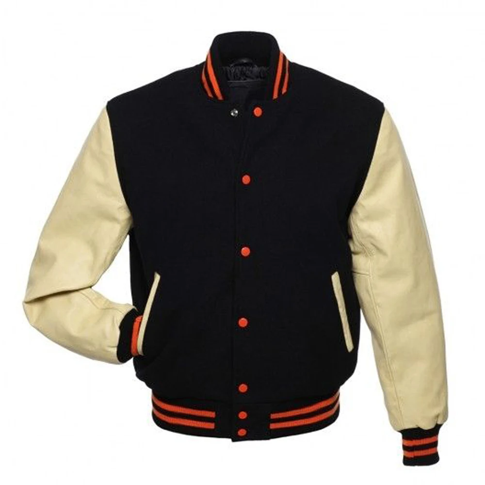 OEM ODM Jacke custom fall Designer Varsity Baseball Jacket For Men Customized Material Cowhide Leather Sleeve Baseball Jackets