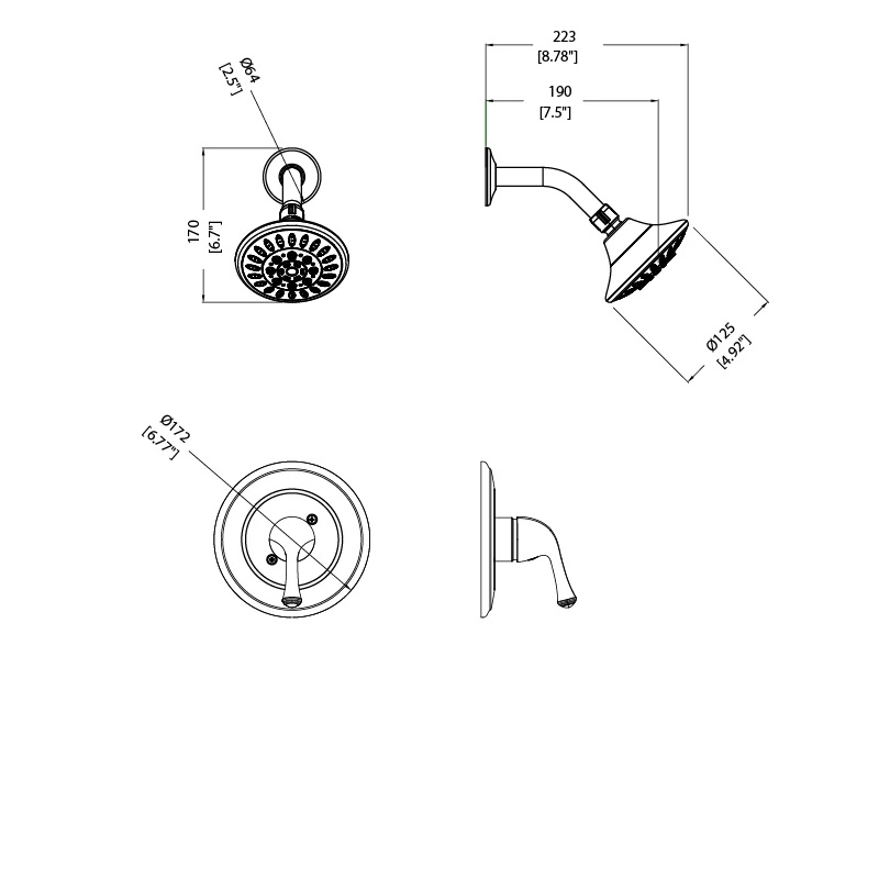 In wall Single handle Shower Faucet Satin Nickel