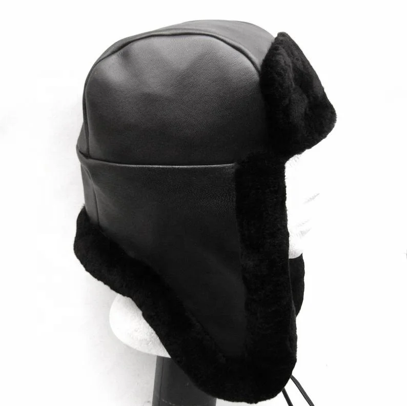 
New Real Beaver Fur Genuine Leather Men Trapper Fur Hat Aviator Real Fur Inner Hat 