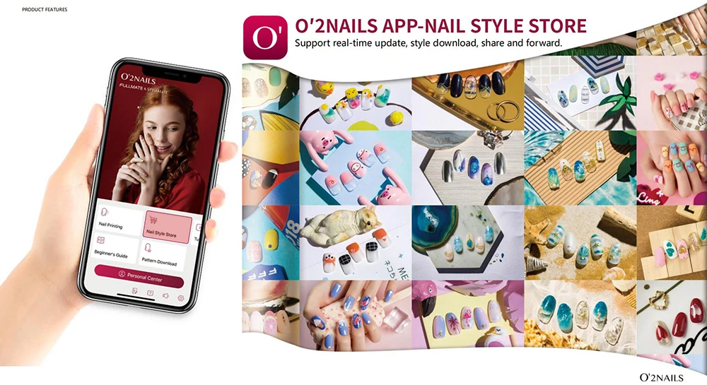  Самый маленький портативный принтер для ногтей O2NAILS H1 печать любого рисунка в течение 25 секунд