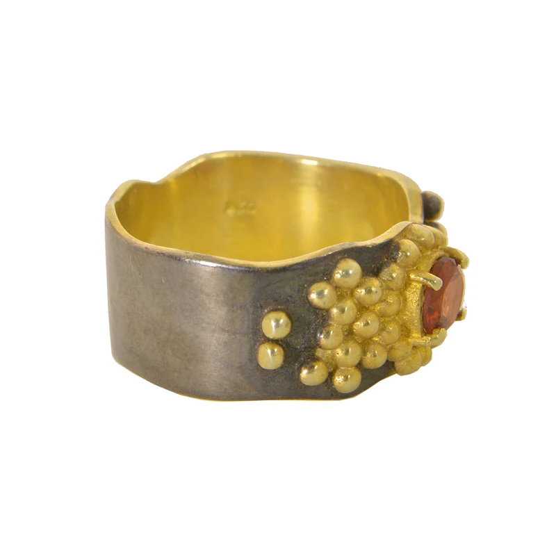 New Design Latest Collection 925 Sterling Silver Ring Garnet Gemstone Gold Plated Jewelry