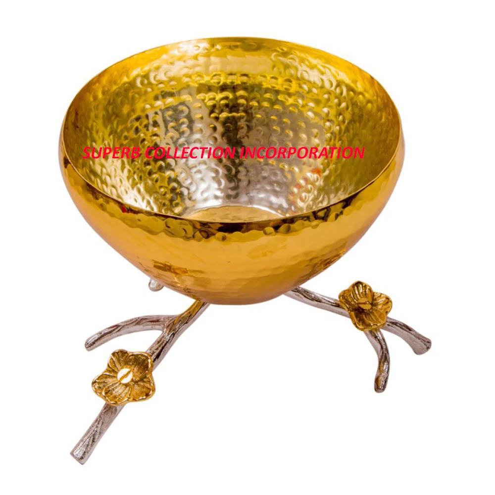 Gold Plated Stainless Steel Serving Bowl Hammered Nut Dry Fruits and Sweets Serving Bowl For Tabletop Japanese Style