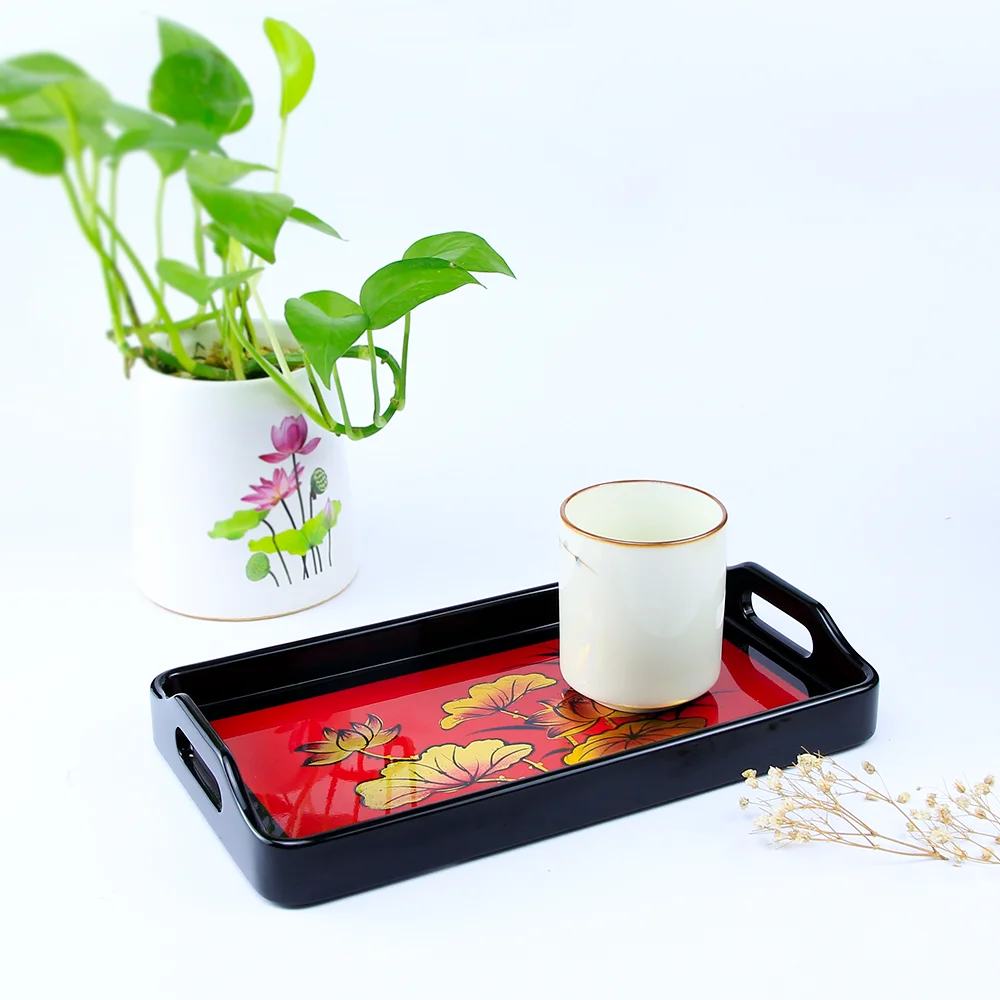 
DONG PHUONG Serving Trays Handles Small Rectangle Tray for Party Coffee Table Breakfast Afternoon Tea Wooden Tray 