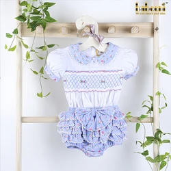 Cute Baby Girl Floral Smocked Clothing Set OEM ODM smocked baby clothing wholesale baby smocked clothing - LA69