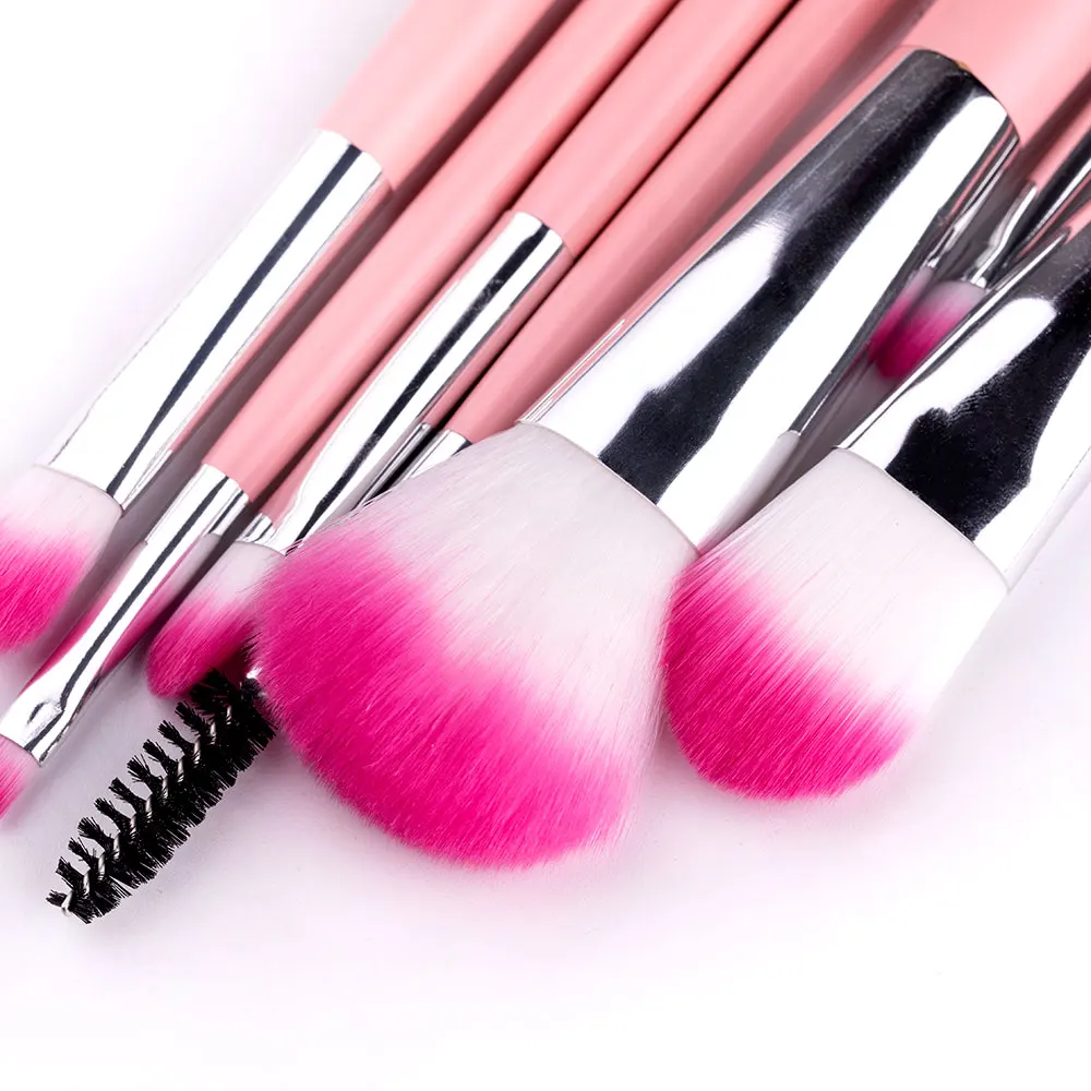 Low Moq Professional 7pcs Pink Makeup brushes Tools Powder Foundation Cosmetics Makeup Brush Set