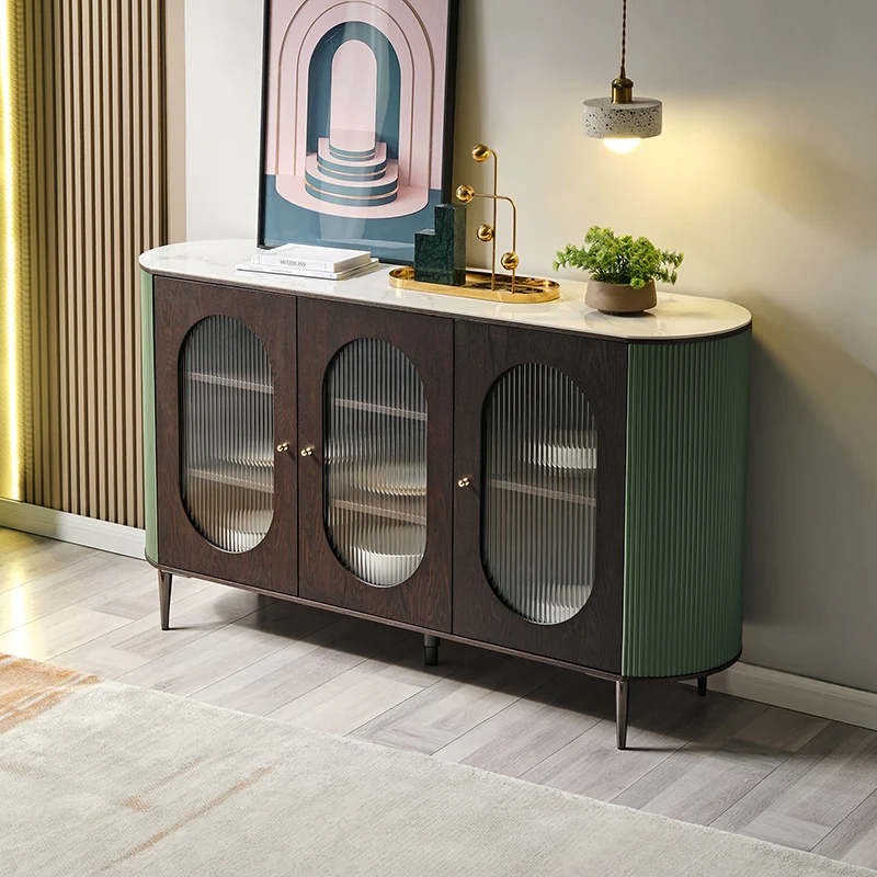 127606 quanu modern glass buffet table dining credenza buffets sideboards