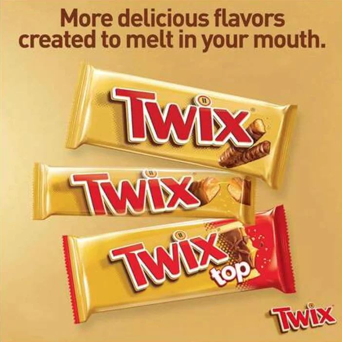 Twix Top Chocolate Bar 21g/Twix Miniatures Chocolate 150g/Twix Single 25gx40
