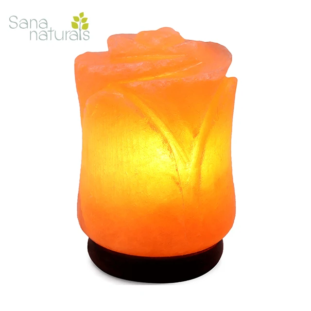 Розовая Гималайская солевая лампа в форме тюльпана