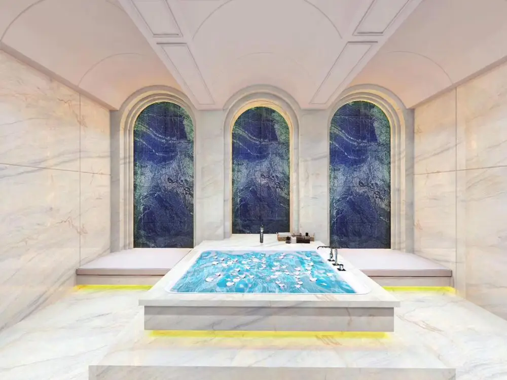 Royal Luxury Blue Marble Onyx Stone Dream Sapphire Blue Price Slabs for Background Wall