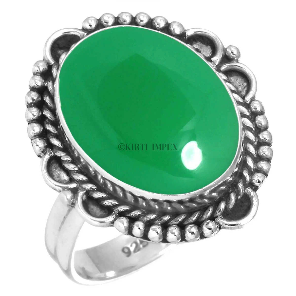 Vibrant Crystal Mixed Shapes Green Onyx Designer Designs Silver Overlay Boho Rings Vintage Women Jewelry For Retailers