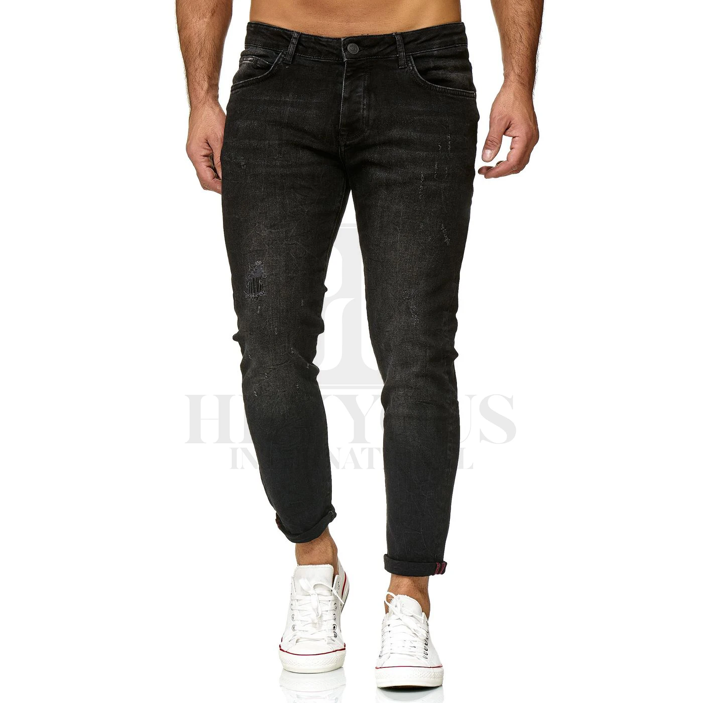 High Waist Jeans for Men Custom OEM ODM Jean for Unisex Casual Denim Washed Jeans Pants Straight Spandex / Cotton Softener