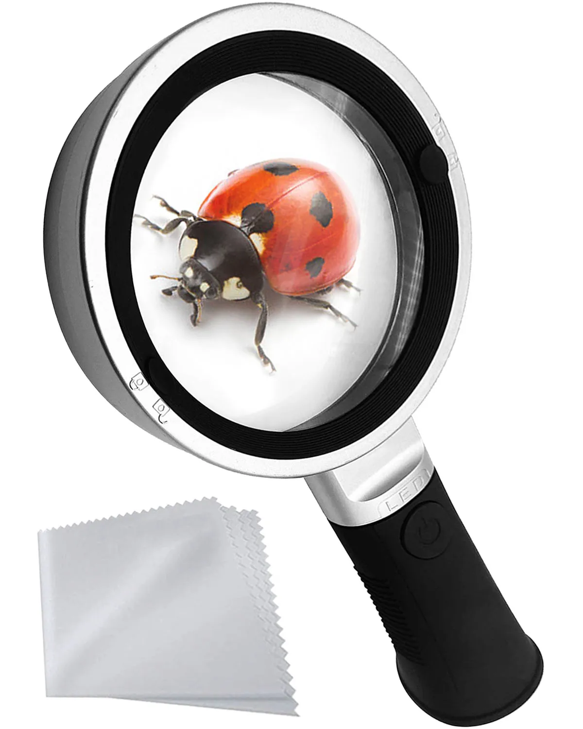 10X Handheld Stand Magnifying glass  LED Illumination Dimmable lighted Magnifier for Macular Degeneration senior Reading