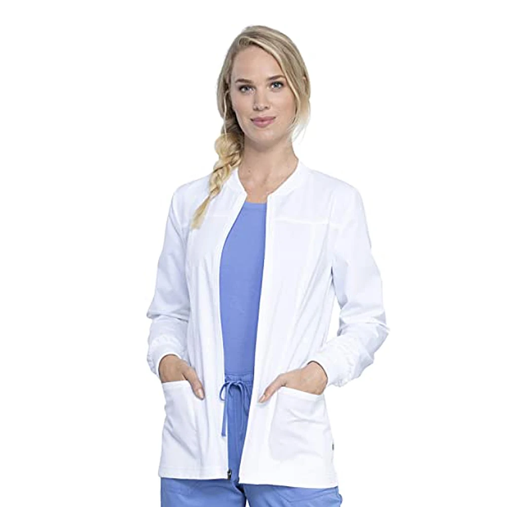 Scrubs Jacket Zip Front Medical Clothes Nursing Uniform for Women