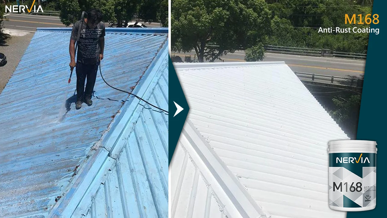 Распылительная краска на стене и крыше бетона металла от Nervia для антикоррозийного водонепроницаемого покрытия