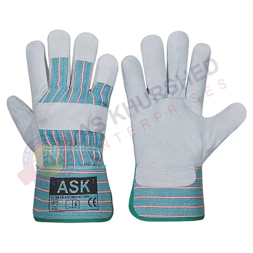 EN 388 EN 420 Certified Canadian Rigger Cow Split Leather Work Gloves Mechanics Industrial Hand Safety Gloves