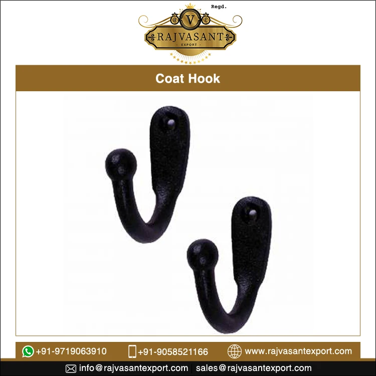 New Arrival Best Design Wall Mounted Bathroom Door Key Coat Hook Hanger Hooks & Rails Cast Iron Metal Modern All-season Support