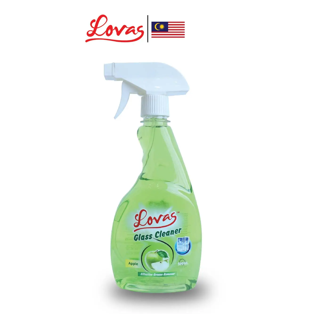 Multi-purpose Glass and Surface Liquid Spray Cleaner Detergent Surfaces, Stainless Steel Clear Light Green Apple Fragrance HALAL