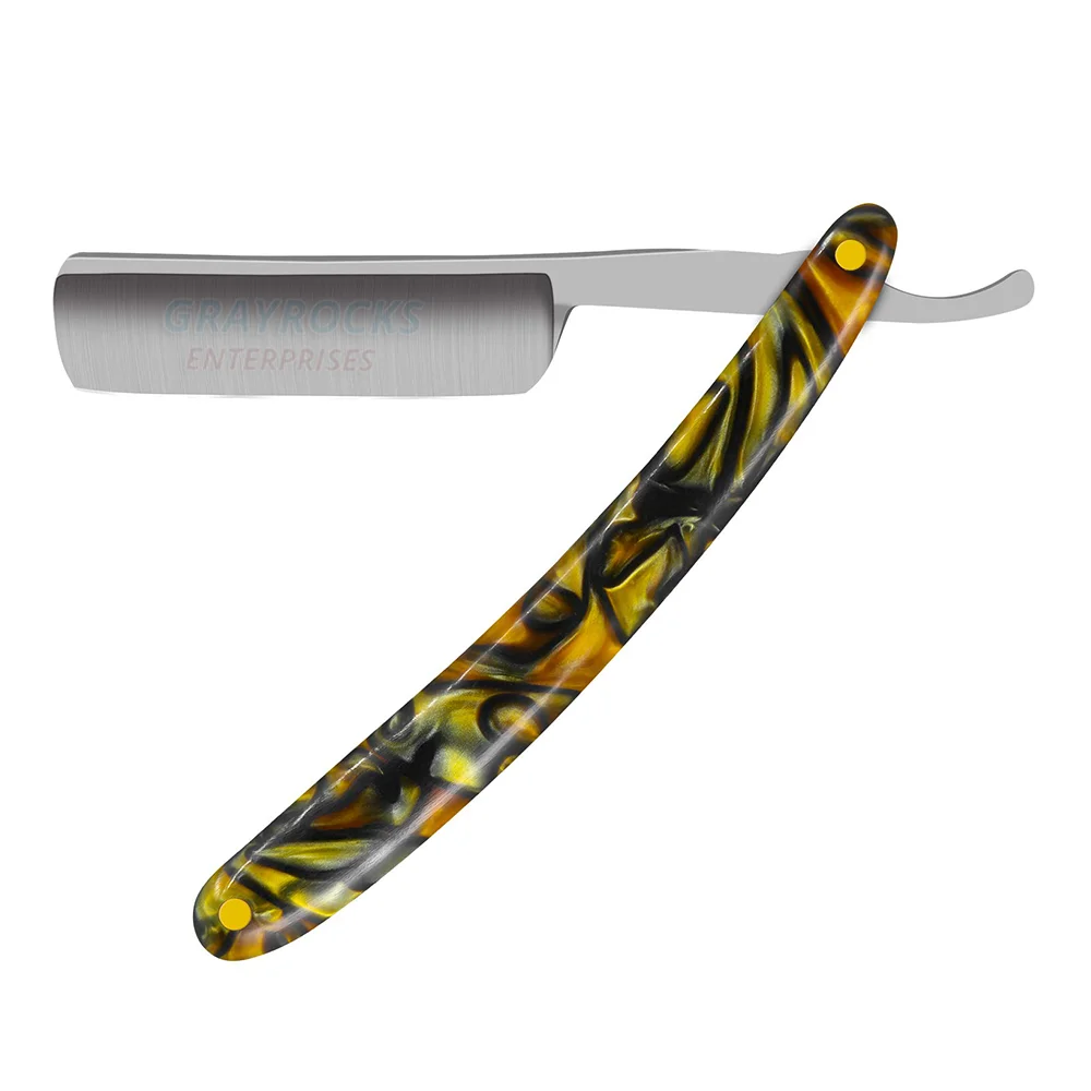 Straight Razor Wood Scale Cutthroat Straight Edge Blade (black) Handmade Sharp Carbon Steel Natural Barber Razor Single Blade