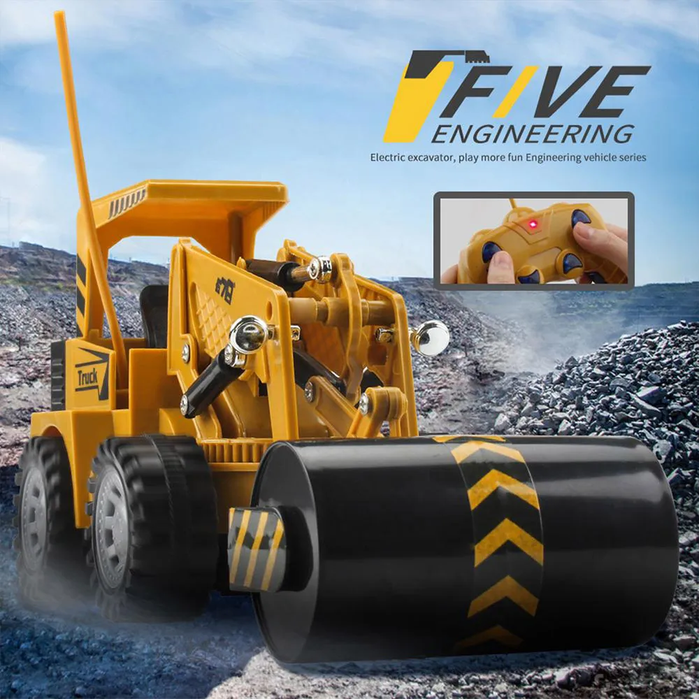 OEM Customization 1/24 5 Channel Electric Radio Control RC Truck Road Roller Construction Vehicles Truck Toys