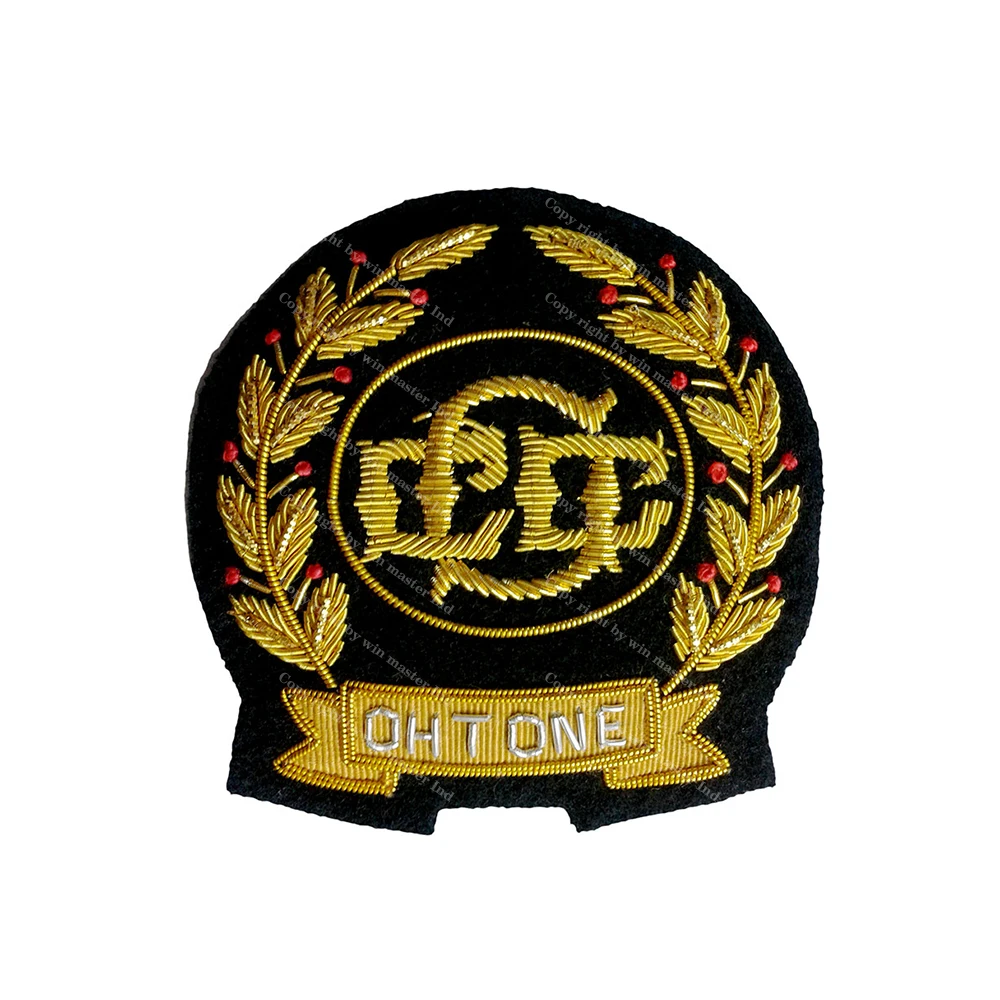 Twill / Woven / Felt Ceremonial Custom Wire Blazer Patches Ceremonial Embroidery -Cap Badges