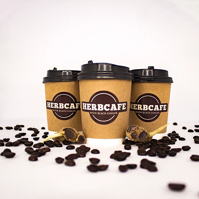 Ready to drink cup coffee healthy Coffee Herbcafe Black Ginger aromatic size each pack Coffee manufacturer Malaysia
