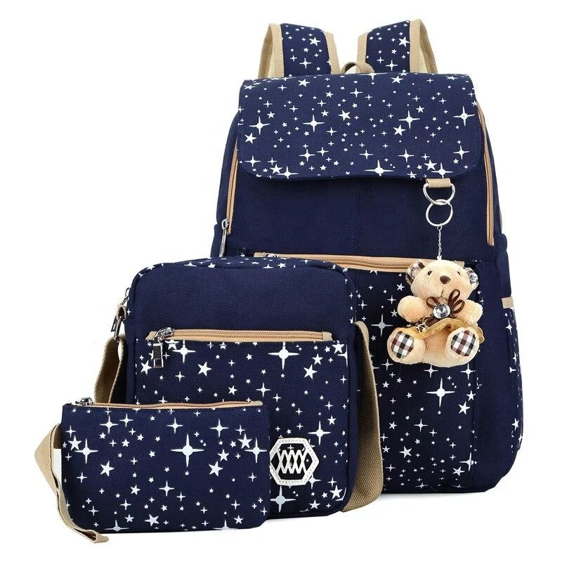 3 Pieces set mochila escolar children Cute cartoon Student bag Star Printing Cute boys kids bagpack school bag set for girl
