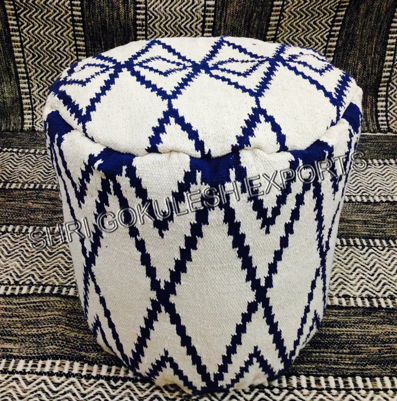 Indian Outdoor Pouf Cotton Handmade Stylish Elegant Square Shape Popular Fabric Seating Stools for Home Decoration