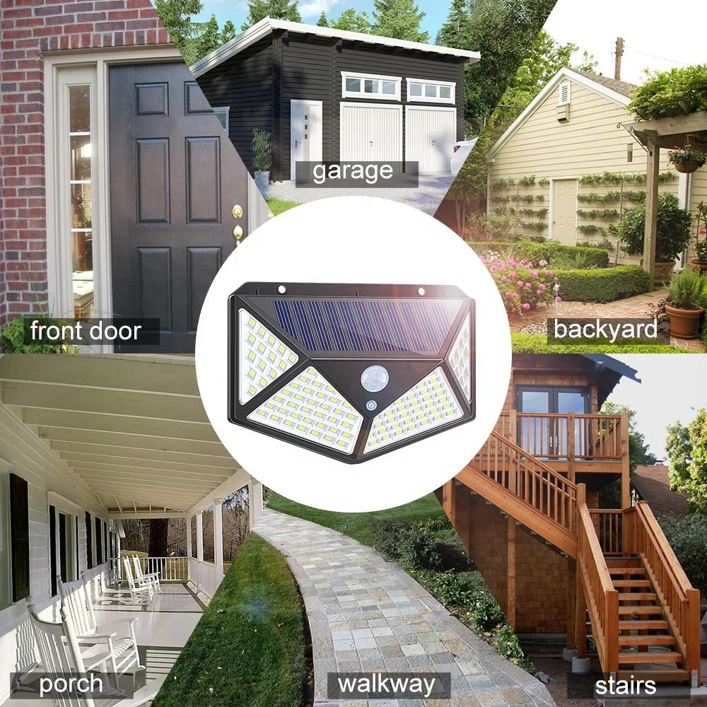 Wholesale Best Selling Waterproof Wireless 4 Sides Illumination 100LED Outdoor Garden Solar Motion Sensor Security Wall Light
