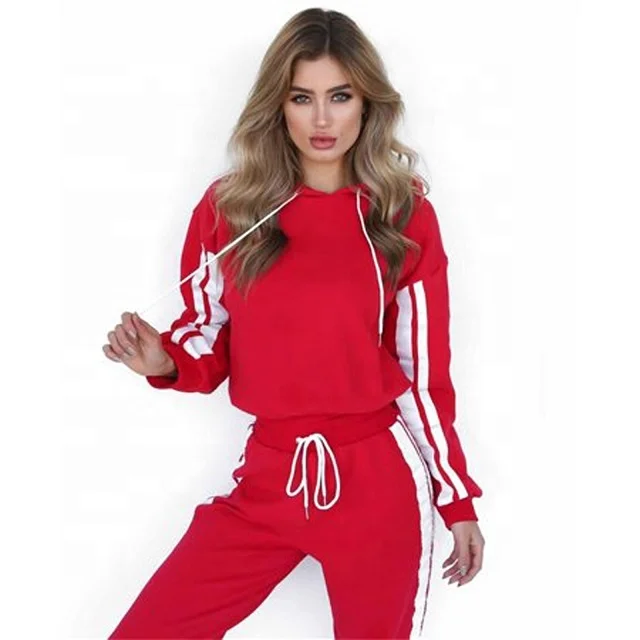 New Arrival Women Jogging Sportswear Fashion 2 Piece Set Tracksuit Pullover With Hoodie