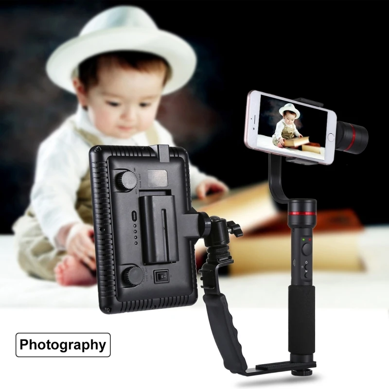 New Design PULUZ L Shape  Flash Shoe Bracket Handheld Grip Holder with Dual Side Cold Shoe Mounts for DSLR Camera