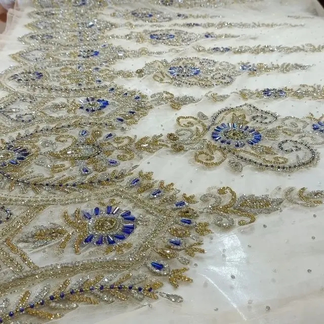 Luxury Beaded Fabric Embroidery Beaded Wholesale Factory from Indian Manufacture
